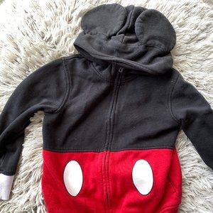 Toddler Size 5T Mickey Mouse Hooded Zip Sweatshirt Jacket with Ears on the Hood